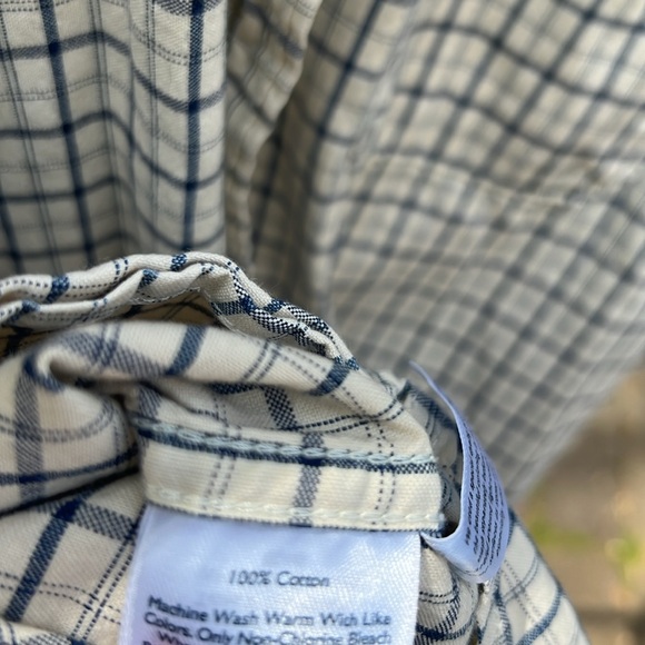 Eddie Bauer vintage wash blue and tan plaid men’s shirt - Picture 7 of 8